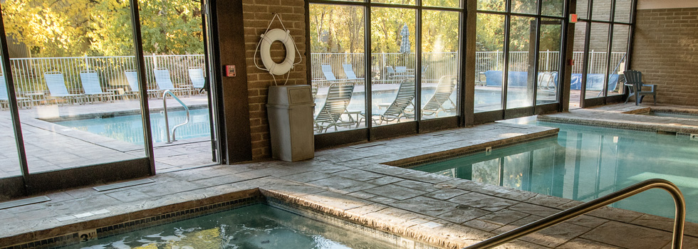 Indoor pool and hot tubs area at Sandstone Creek Club, Hotel and Timeshares in Vail, Co Pool Area at Sandstone Creek Club Hotel and Timeshares in Vail, Colorado