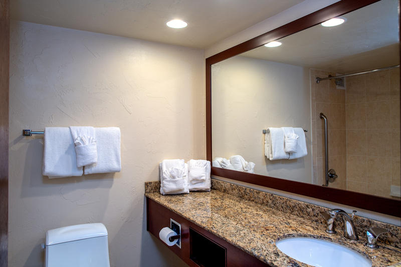 A Bathroom at the 1 bedroom condos in Sandstone Creek Club, Hotel and Timeshares in Vail, Colorado